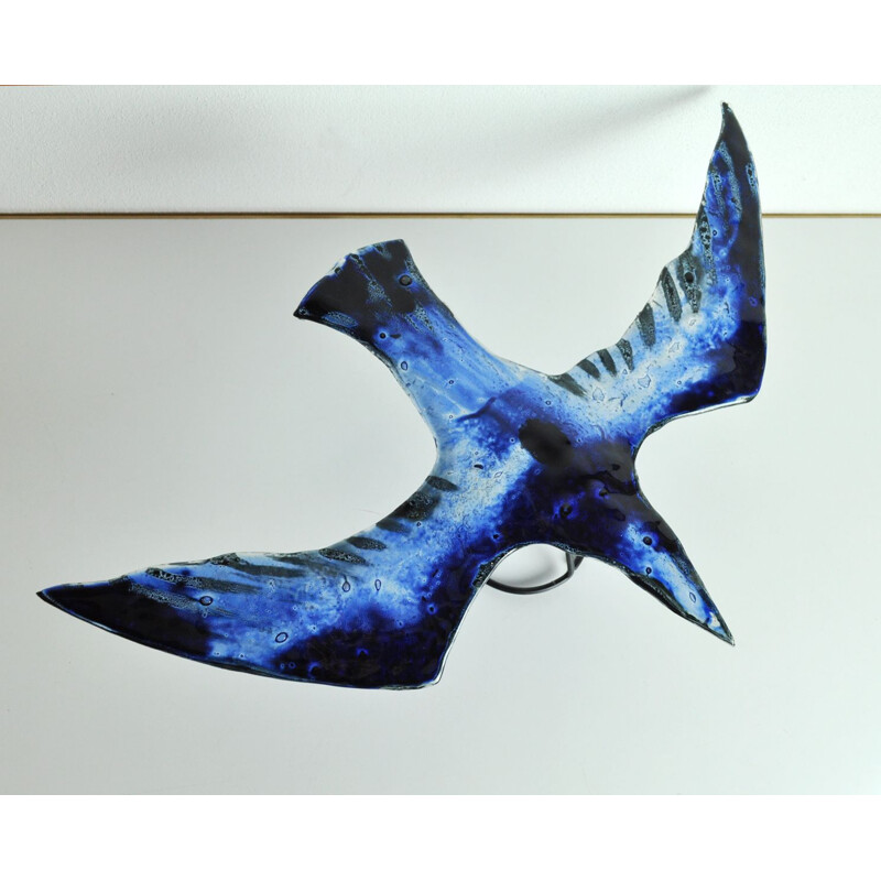 Vintage blue glass bird by Tróndur Patursson