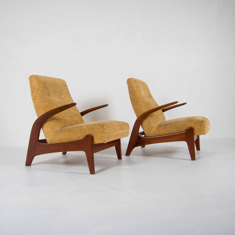 Set of 2 yellow easy chairs by Gimson & Slater
