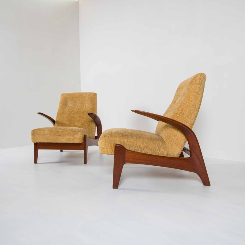 Set of 2 yellow easy chairs by Gimson & Slater