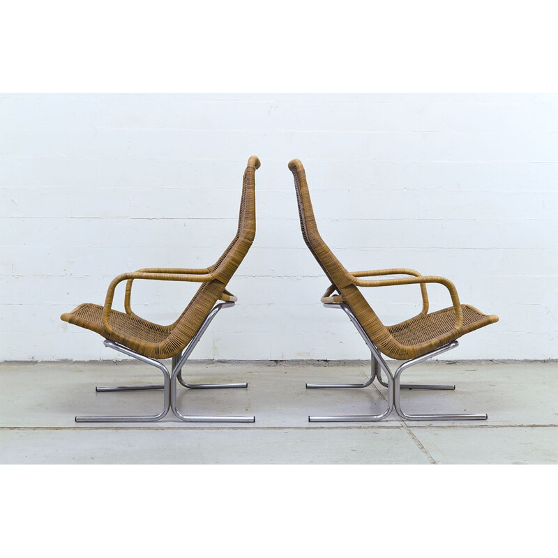 Set of 2 wicker lounge chairs by Dirk van Sliedrecht for Rohé Noordwolde