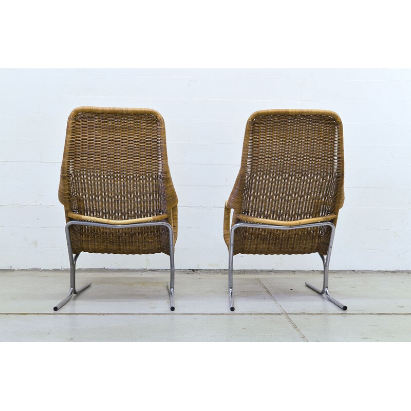 Set of 2 wicker lounge chairs by Dirk van Sliedrecht for Rohé Noordwolde