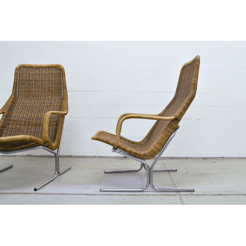 Set of 2 wicker lounge chairs by Dirk van Sliedrecht for Rohé Noordwolde