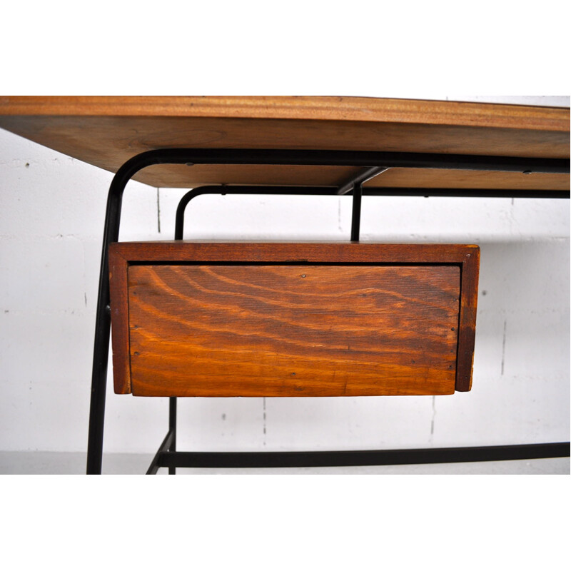 Bureau CM 178 en métal, frêne et formica, Pierre PAULIN - 1960