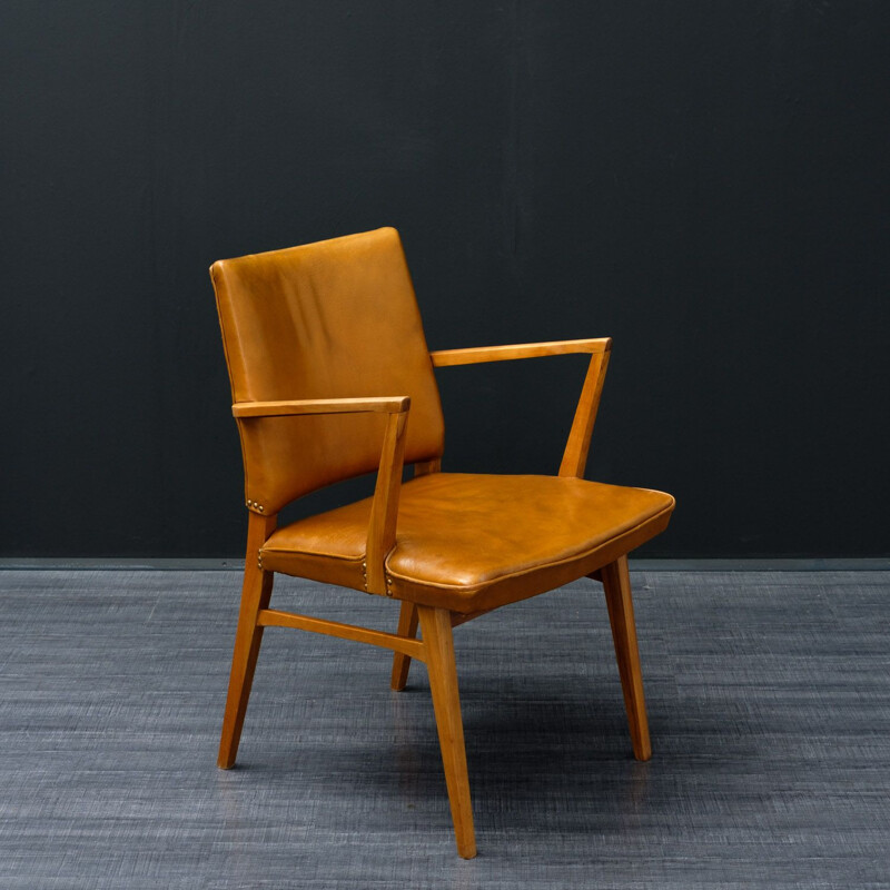 Vintage German armchair in cognac leather