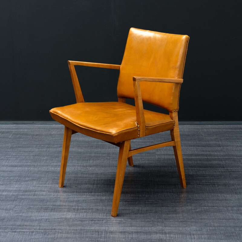 Vintage German armchair in cognac leather