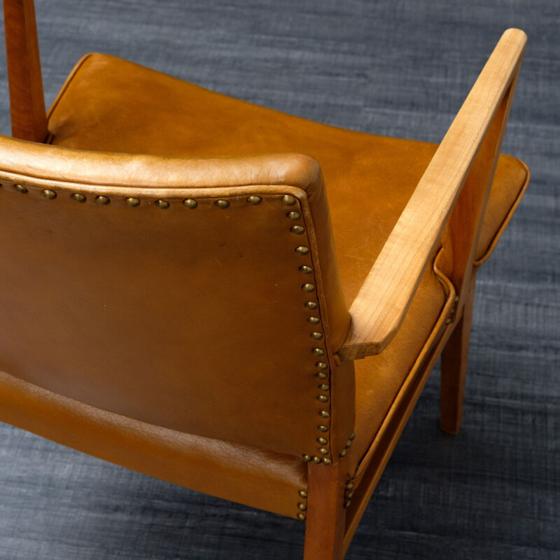 Vintage German armchair in cognac leather