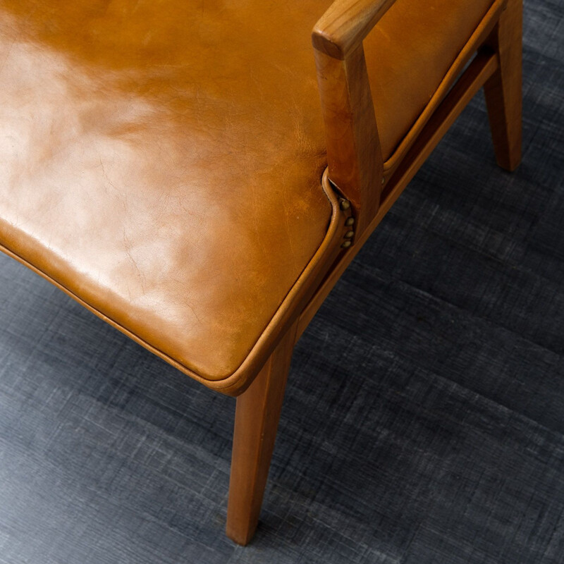 Vintage German armchair in cognac leather