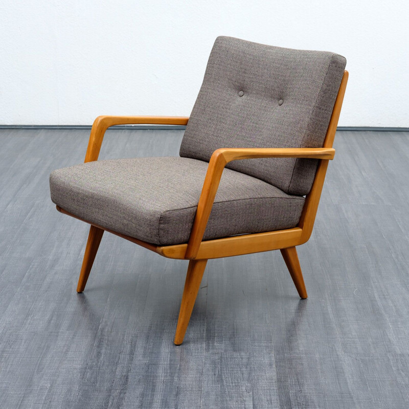 Vintage grey armchair in cherrywood