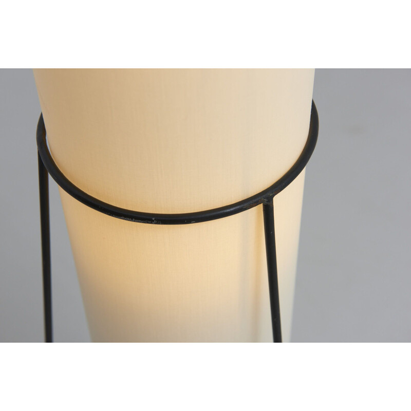 Vintage floor lamp in black steel with cylindric lampshade