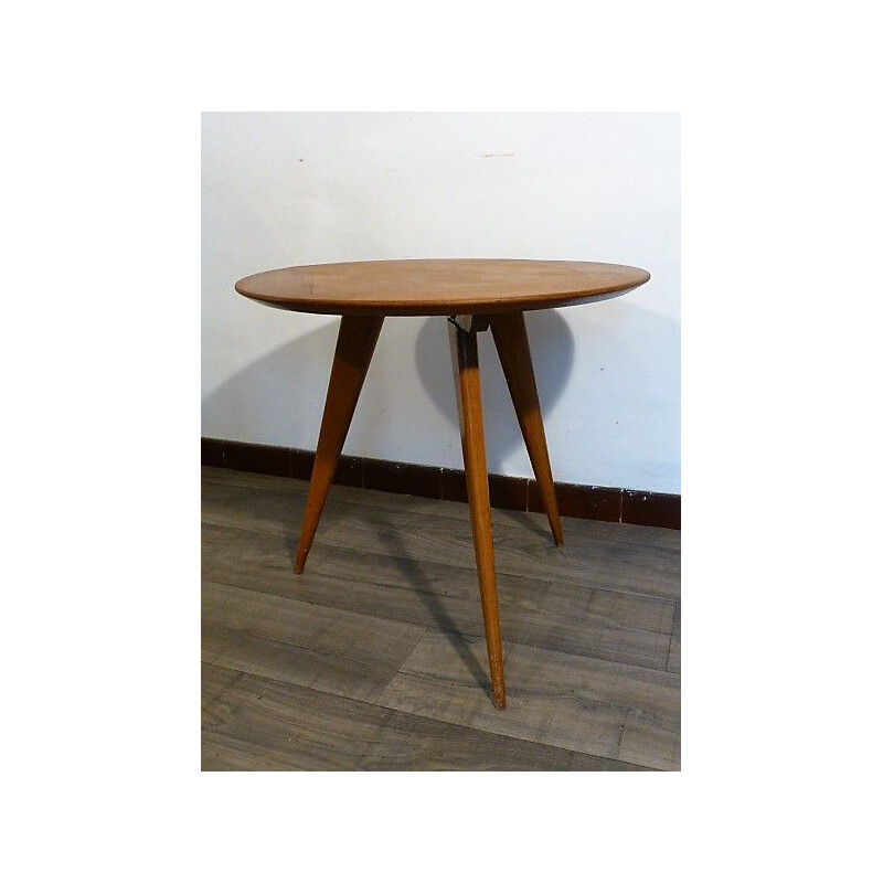 Vintage side table in oak with compass feet