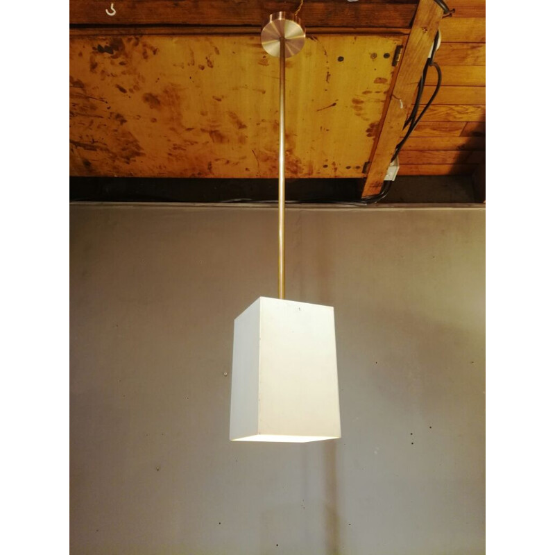 Vintage metal and copper "viervoud" pendant lamp by Raak, 1970