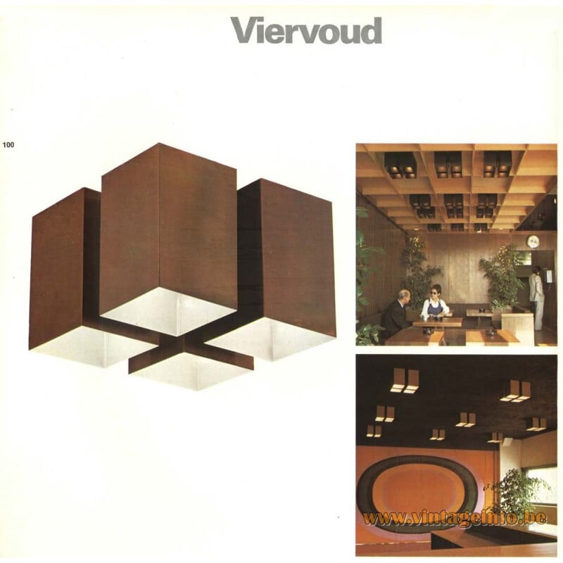 Suspension "viervoud" vintage en métal et cuivre par Raak, 1970