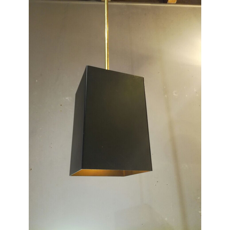 Vintage "Viervoud" metal and brass suspension lamp by Raak, 1970