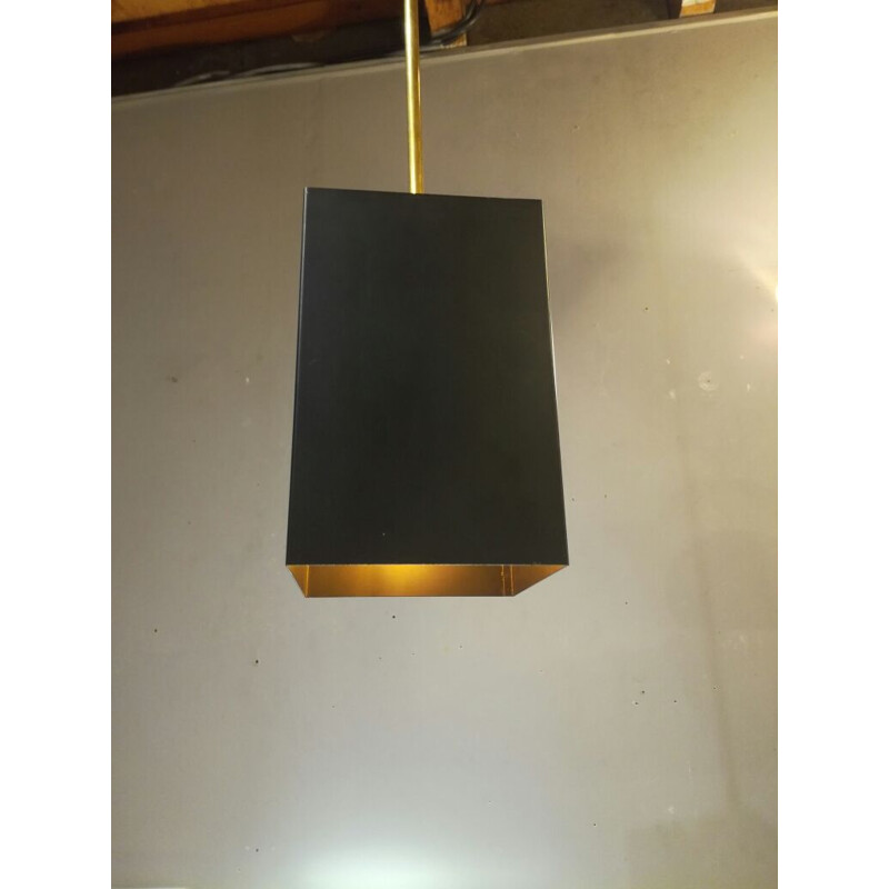 Vintage "Viervoud" metal and brass suspension lamp by Raak, 1970