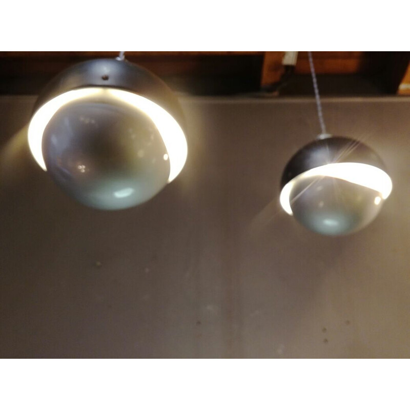 Suite di 2 lampade a sospensione vintage in alluminio di Raak