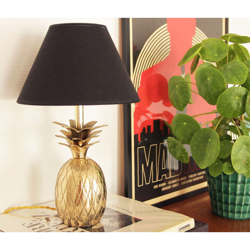 Pair of vintage brass pineapple lamps 1980