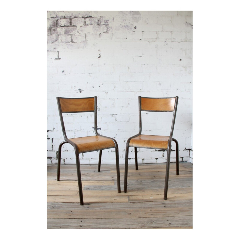 Set of 4 vintage school chairs 510 by Mullca