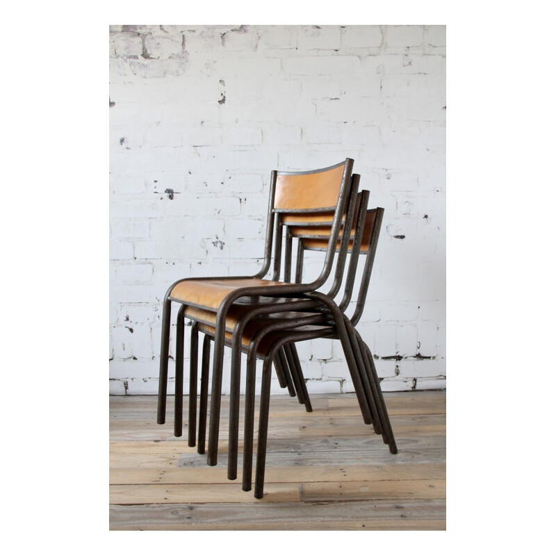 Set of 4 vintage school chairs 510 by Mullca