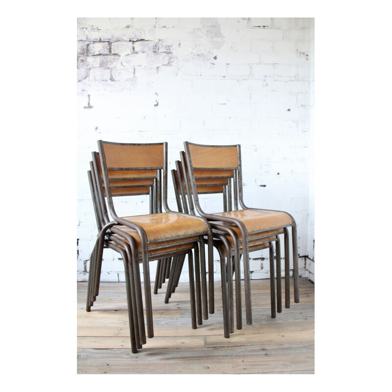 Set of 4 vintage school chairs 510 by Mullca