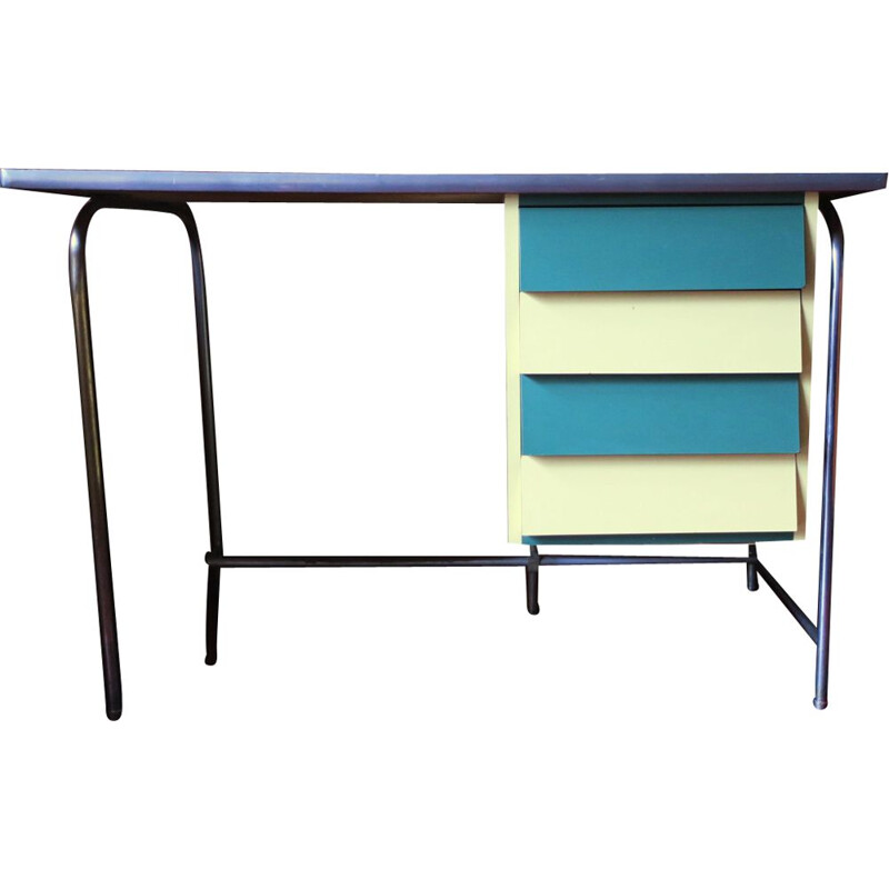 Vintage Italian colourful tubular steel and formica desk