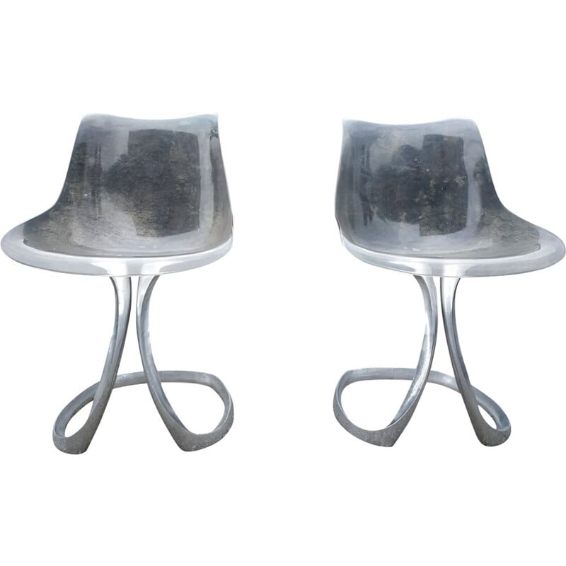 Pair of vintage steel chairs by Michel Charron
