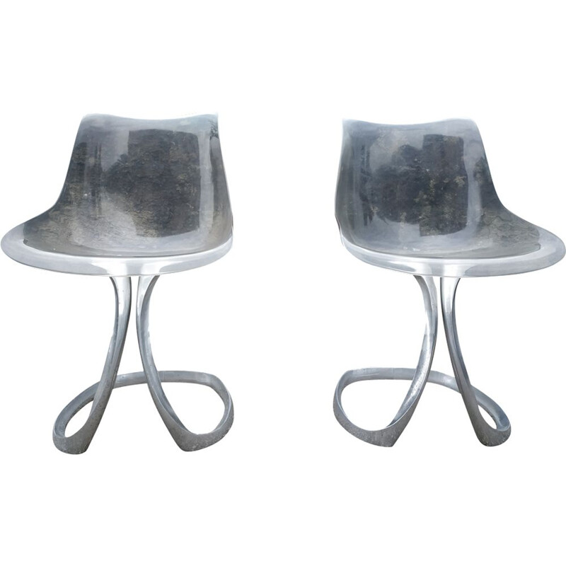 Paire de chaises vintage en acier par Michel Charron