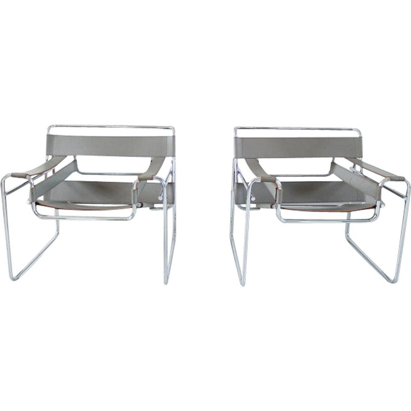 Suite de 2 fauteuils vintage Wassily de Marcel Breuer pour Knoll