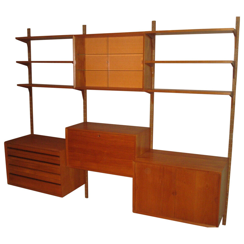 Modular Scandinavian shelving system in teak, Poul CADOVIUS - 1960s