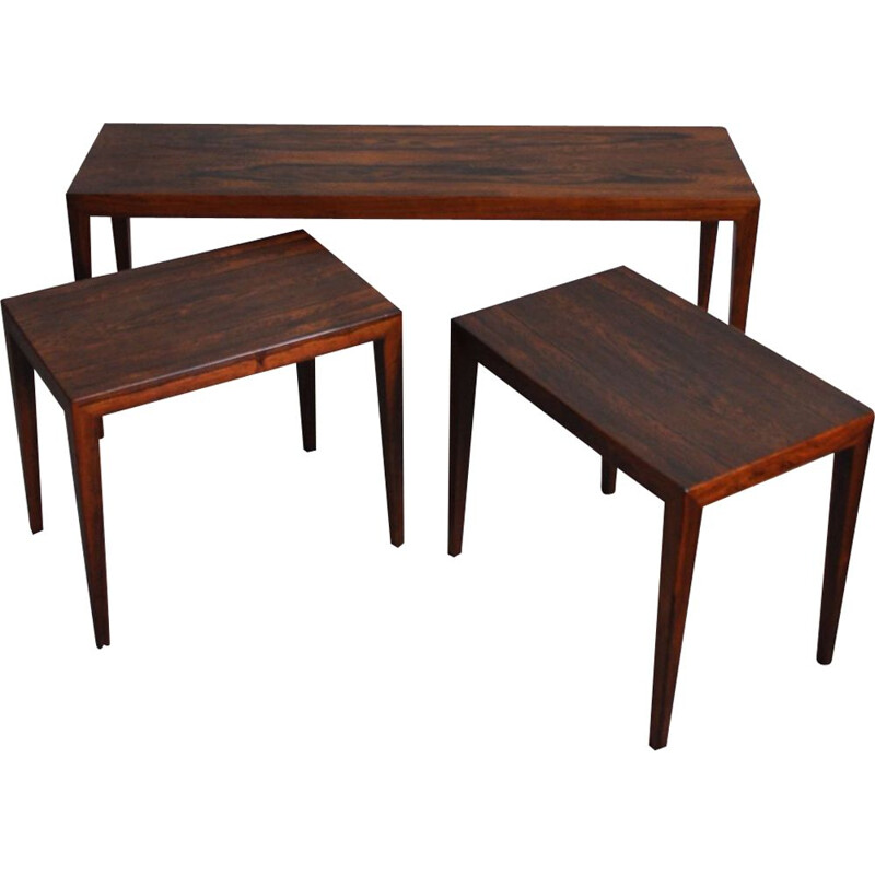 Set of 3 nesting tables in rosewood by Severin Hansen