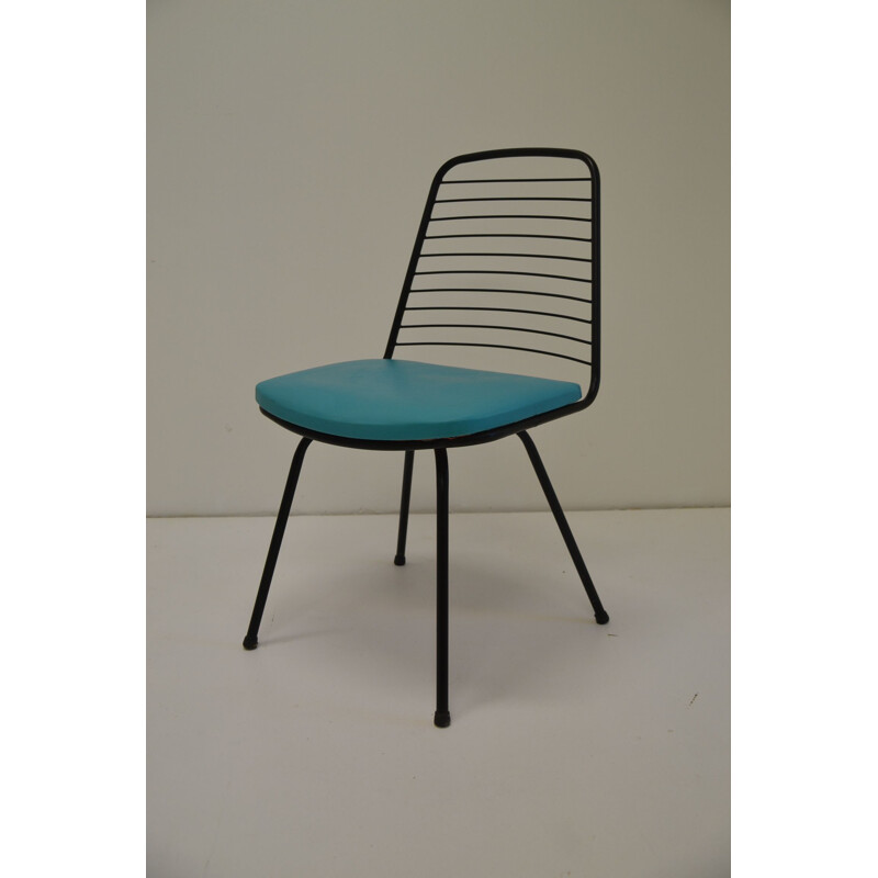 Chaise bleue vintage par Jean-Louis Bonnant