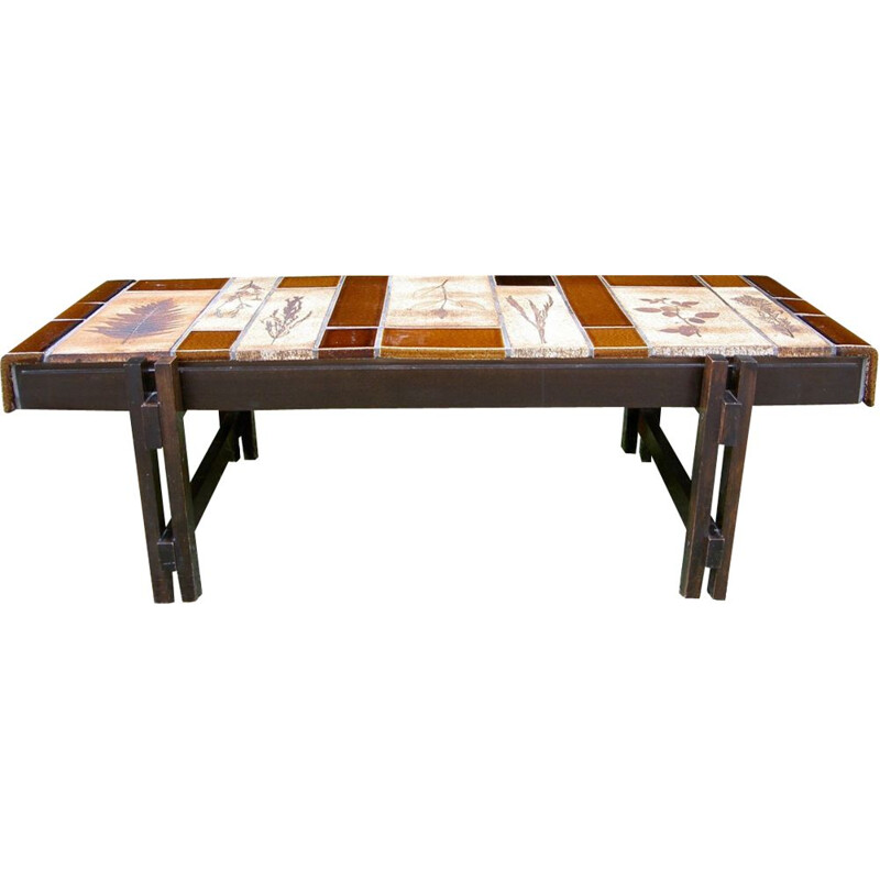 Vintage coffee table "Herbier" by Roger Capron