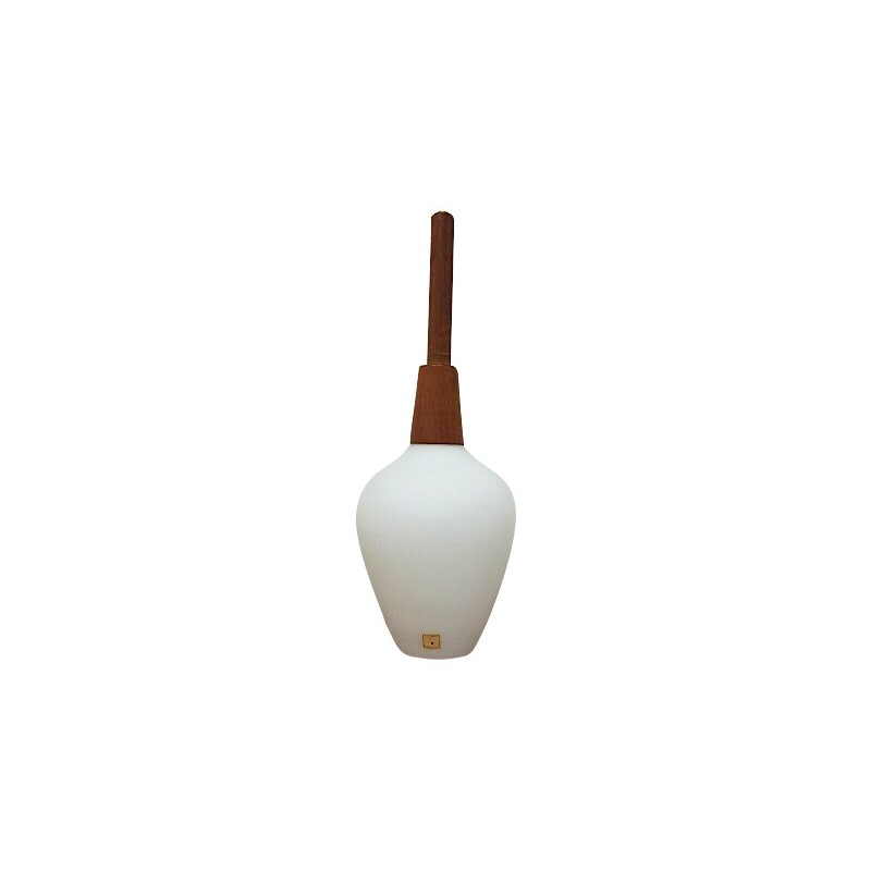 Hanging lamp in teak and opaline, edition Reggiani - 1960s