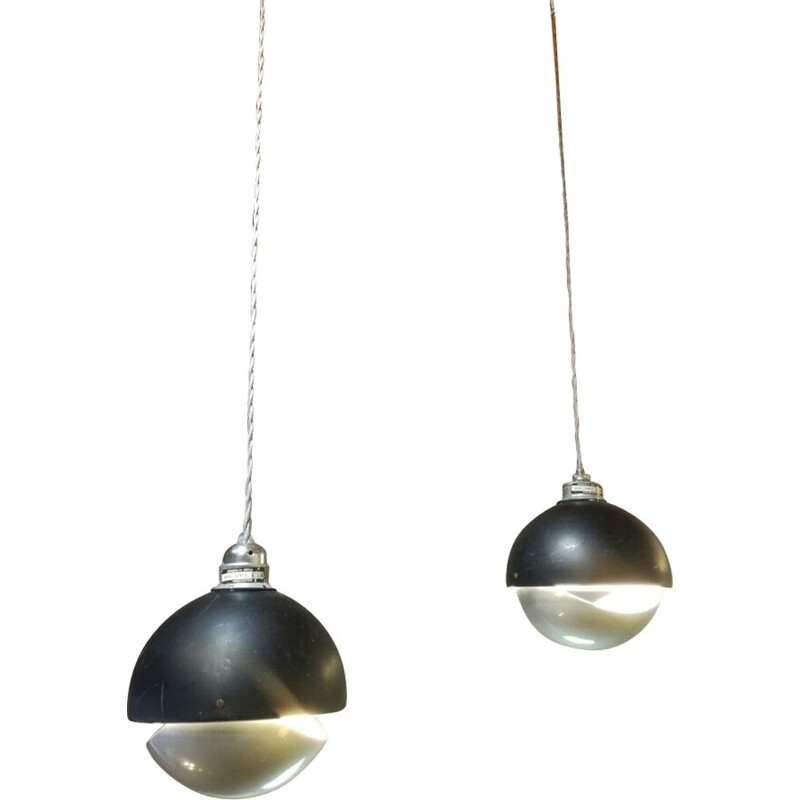 Conjunto de 2 lámparas colgantes de aluminio vintage de Raak