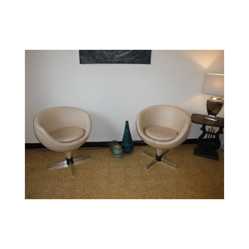 Pair of vintage Luna armchairs by Pierre Guariche