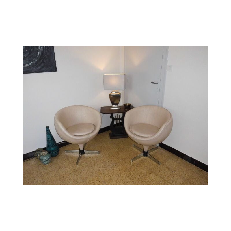 Pair of vintage Luna armchairs by Pierre Guariche