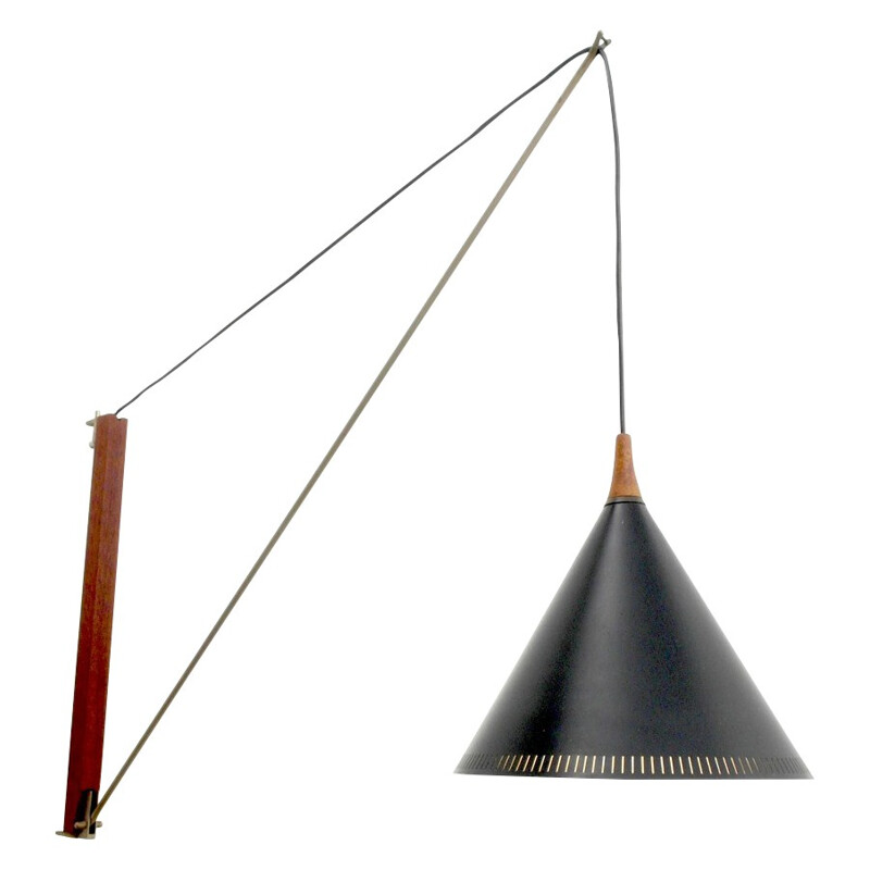 Dutch wall light in teak and nickel, Willem HAGOORT - 1950s