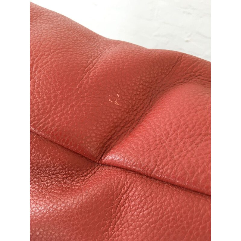 Vintage Maralungs sofa in red leather by Vico Magistretti for Cassina