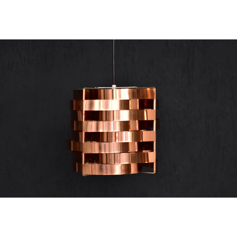 Vintage copper and brass pendant lamp by Max Sauze, 1970