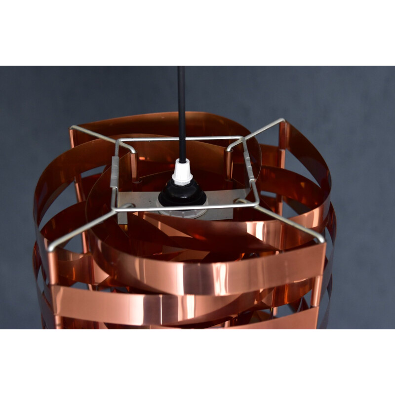 Vintage copper and brass pendant lamp by Max Sauze, 1970