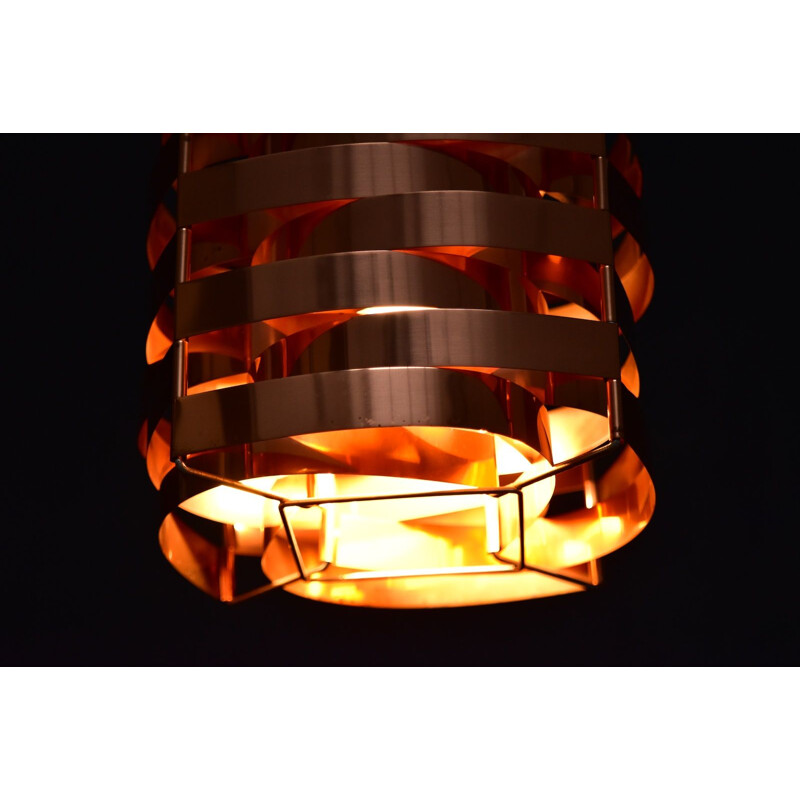 Vintage copper and brass pendant lamp by Max Sauze, 1970