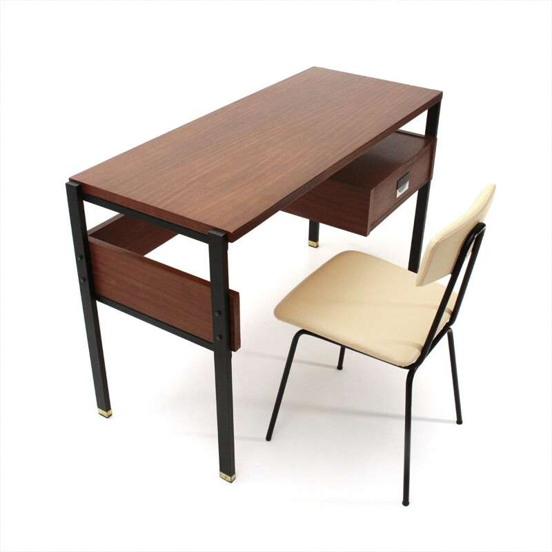 Vintage italian desk and chair by Giuseppe Brusadelli 1950s