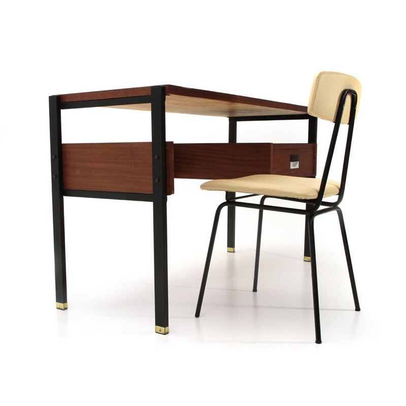 Vintage italian desk and chair by Giuseppe Brusadelli 1950s