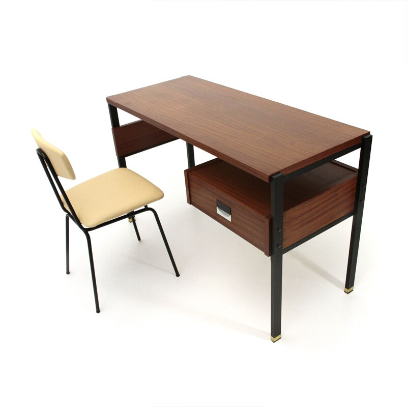 Vintage italian desk and chair by Giuseppe Brusadelli 1950s