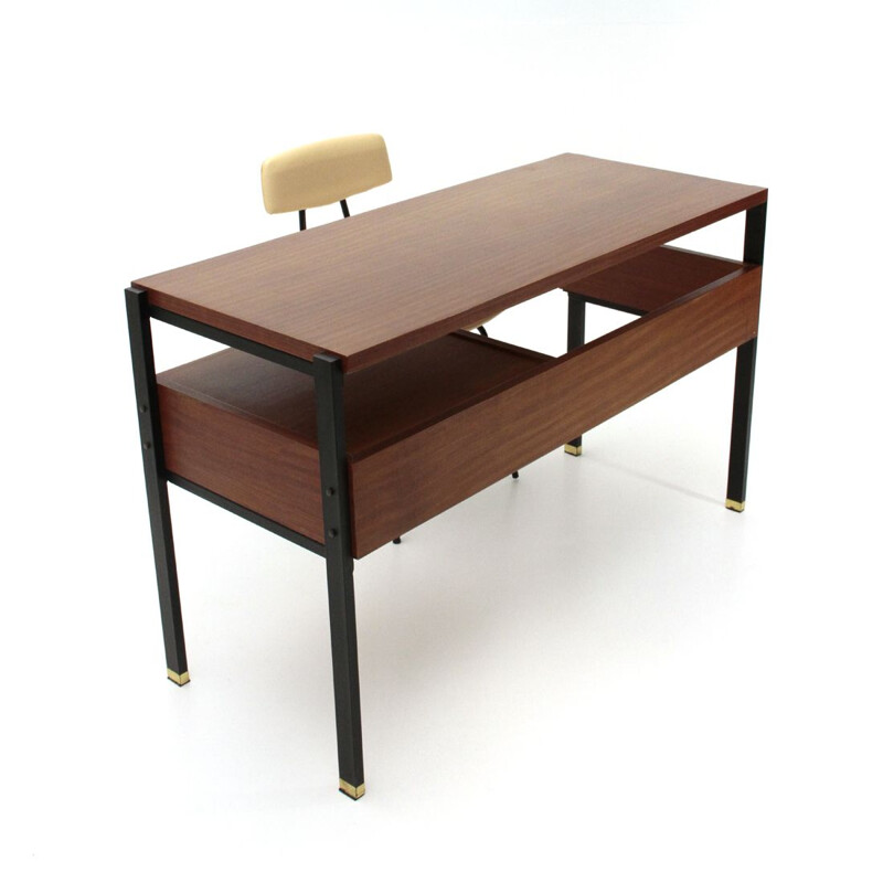 Vintage italian desk and chair by Giuseppe Brusadelli 1950s