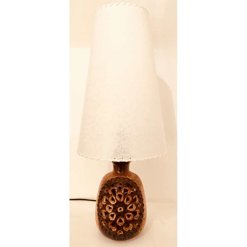 Lampe vintage française blanche en céramique 1970