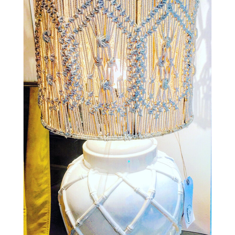 Lampe vintage Primavera en céramique blanche 1930