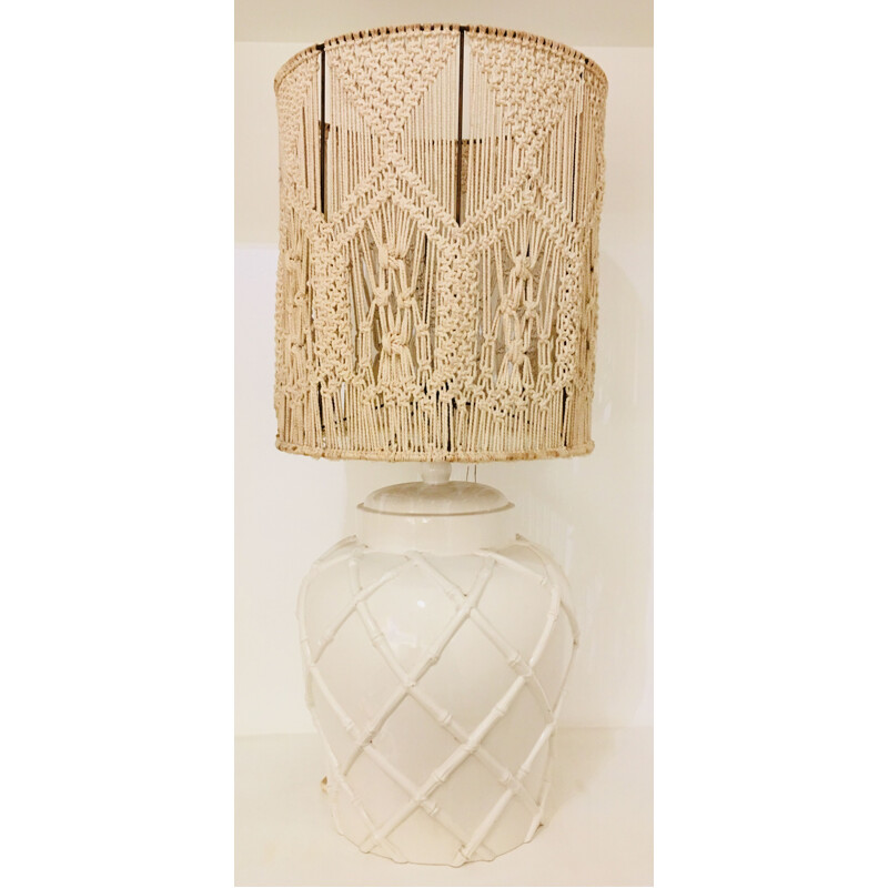 Lampe vintage Primavera en céramique blanche 1930