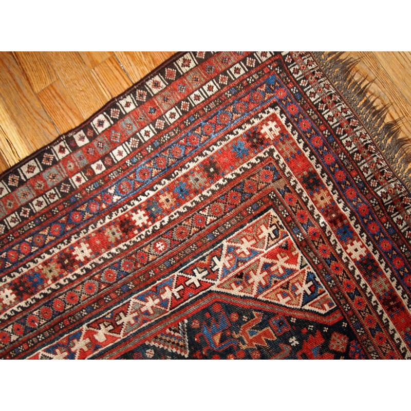 Vintage handmade Persian Khamseh rug in red wool 1930 