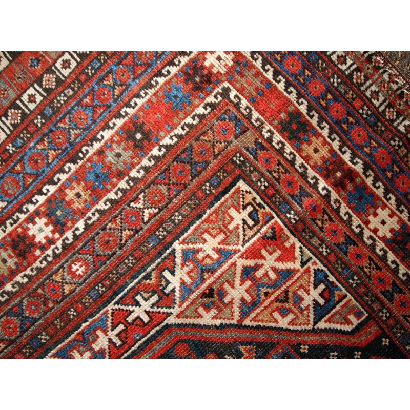 Vintage handmade Persian Khamseh rug in red wool 1930 