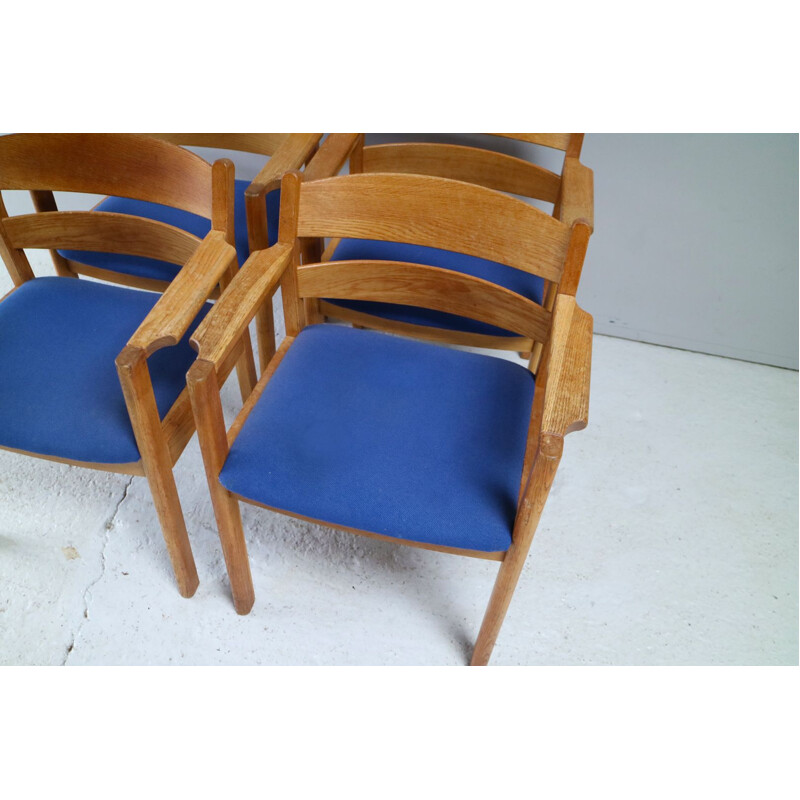 Suite de 4 chaises bleues vintage danoises par F. D. B. Mobler